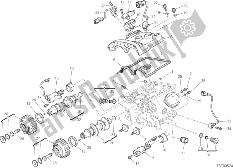 Wszystkie części do Pionowa G? Owica Cylindra - Rozrz? D Ducati Diavel Xdiavel USA 1260 2016